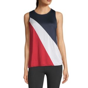 Xersion Red, White, & Blue Diagonal Exercise Tank Top